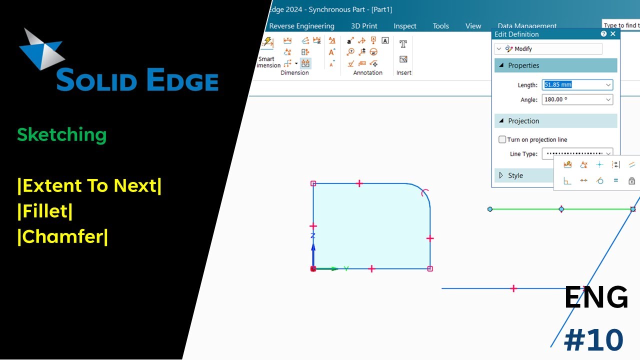 Solid Edge Extent To Next, Fillet, Chamfer - YouTube