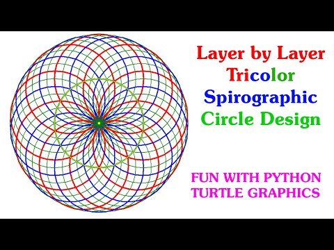 LAYER BY LAYER TRICOLOR SPIRO GRAPHIC CIRCLE DESIGN WITH PYTHON TURTLE MODULE