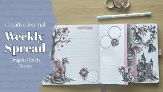 Fantasy Dragon Journal Spread | Blush & Azure | Dutch Doors Creative Journaling screenshot 1