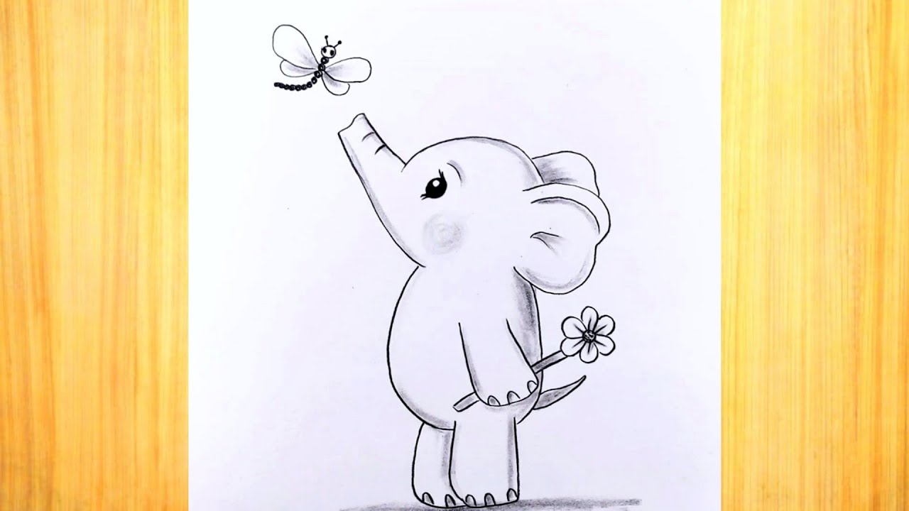 Desenez un elefant și o libelulă/ Fac desene simple in creion pentru  începători/ Cum desenăm animale - YouTube