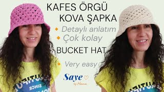ŞAPKAM MUHTEŞEM OLDU💥 KAFES ÖRGÜ KOVA ŞAPKA🧶CROCHET BUCKET HAT VERY EASY💫 GORRO DE MALHA✨STRİCKMÜTZE
