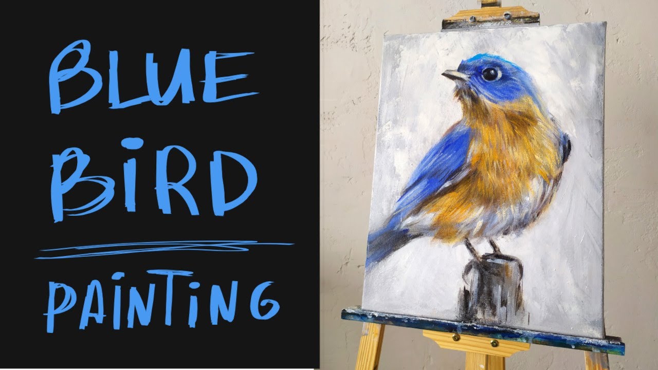 Blue Bird Painting / How to draw a bird / Acrylic