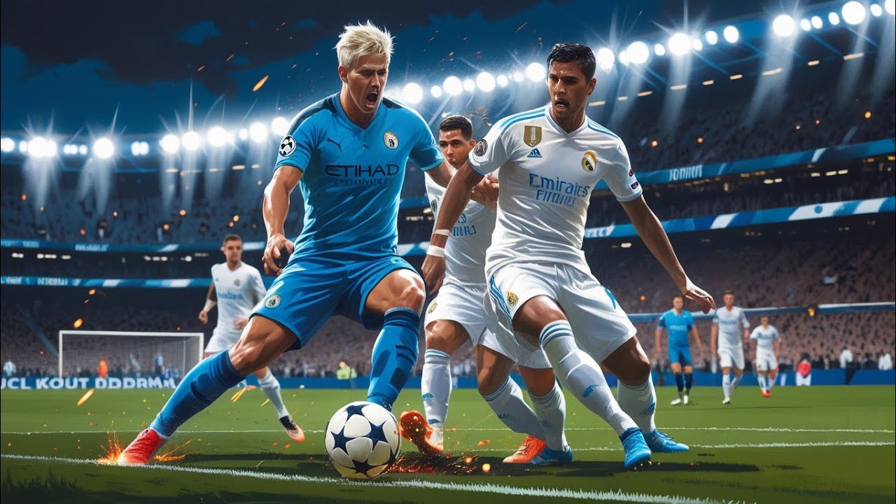 Champions League Knockout Play-offs: Manchester City vs. Real Madrid.