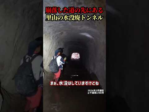 【廃道&廃トンネル】崩落した道の先にある里山の水没廃隧道（千葉県いすみ市） #shorts