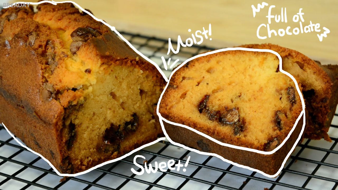 ENG) 촉촉! 달콤! 초콜릿칩 파운드 케이크 / 미니오븐 파운드 케이크 만들기 / How to make chocolate chip pound cake