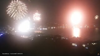 New Year 2024 Celebration Fireworks | Lamai Bay | Koh Samui | Thailand | From Samui Webcam