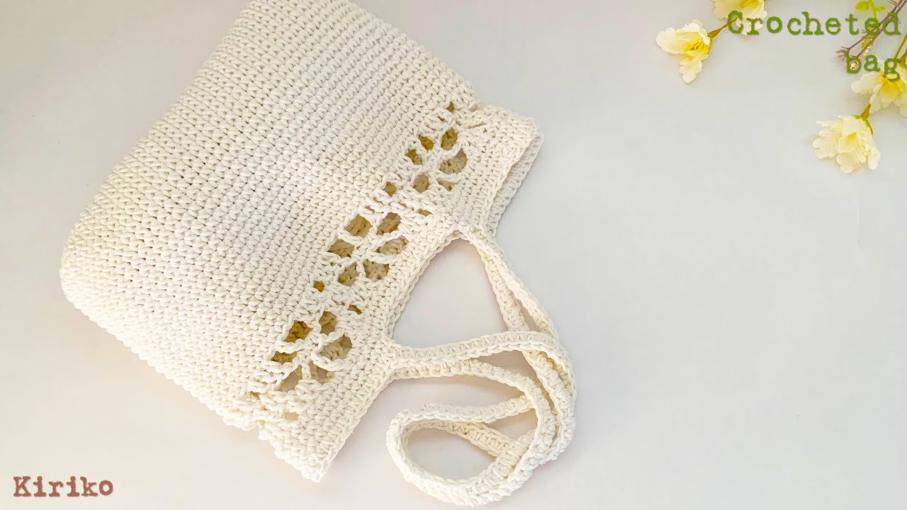 How to crochet a cute tote bag with a large floral pattern - YouTube
