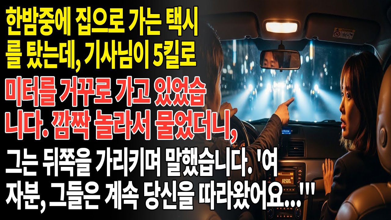 ❤️한밤중에 집으로 가는 택시를 탔는데, 기사님이 5킬로미터를 거꾸로 가고 있었습니다. 깜짝 놀라서 물었더니...😮