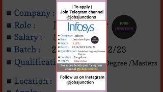 Infosys hiring freshers | 5 LPA | Java Developer #shorts #youtubeshorts #jobs #job #infosys #java
