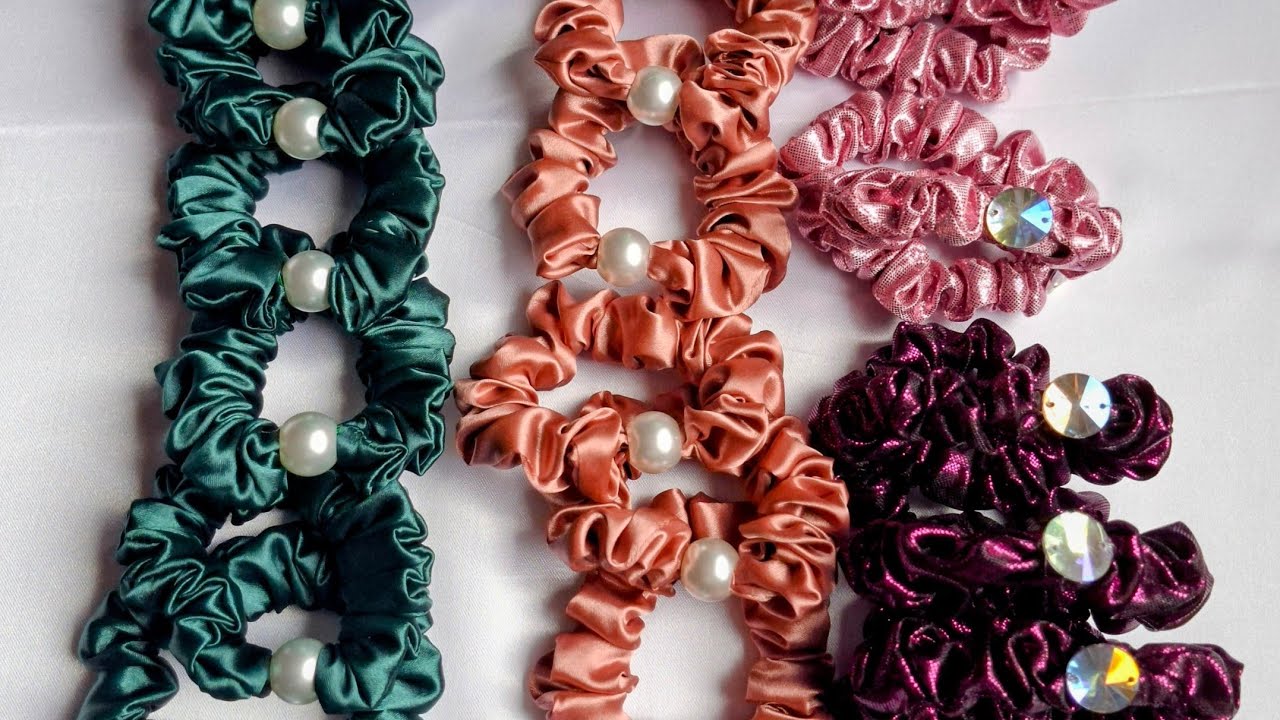 Scrunchie de Luxo com Pérola 🤍✨ Passo a Passo Completo