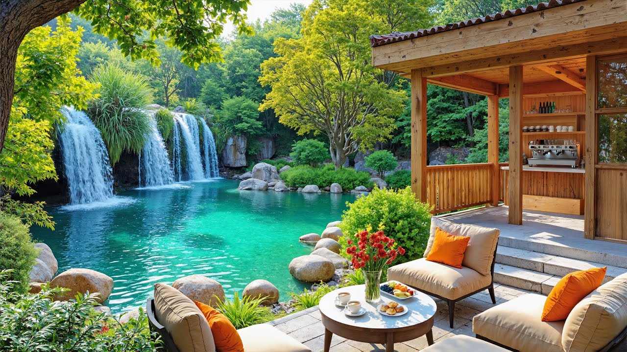 🎶 Tranquil Outdoor Café & Piano Jazz | Forest Breeze, Coffee Moment & Natural Ambience for Work