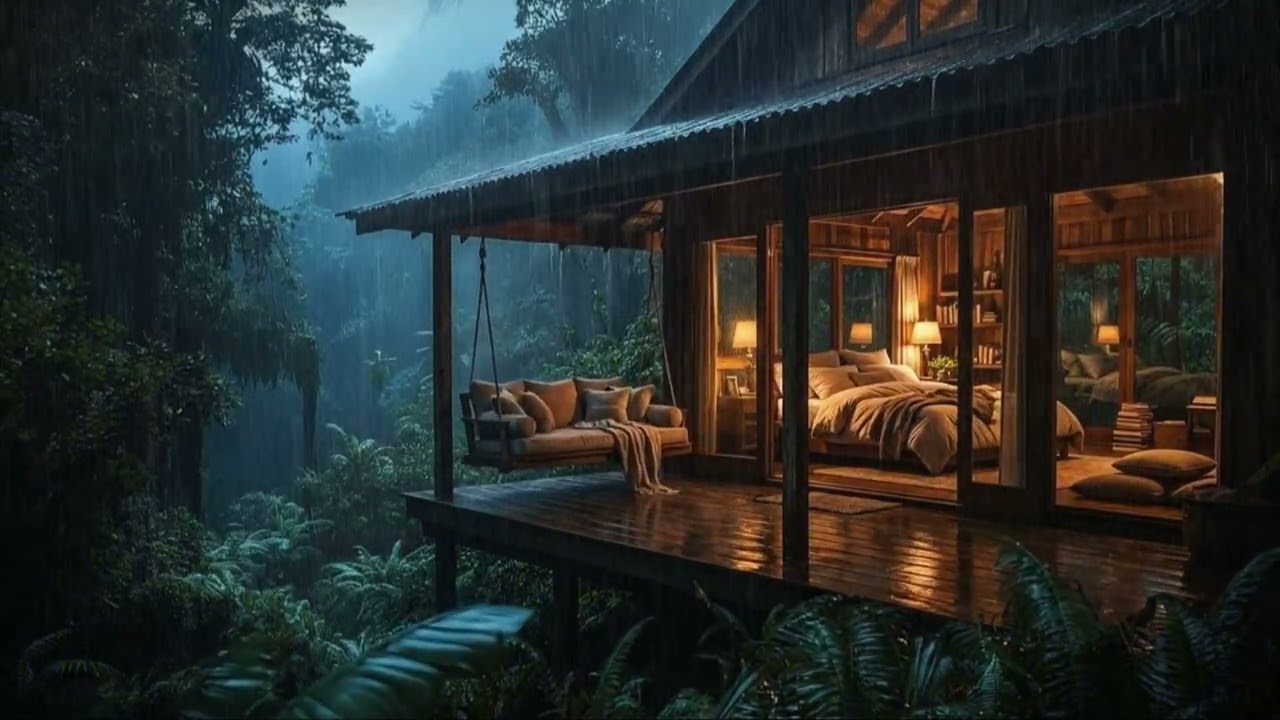 Cozy Forest Bedroom in The Rain 🌲 Gentle Rain Sounds for Deep Sleep & Relaxation