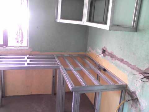 Cocina integral usg youtube Muebles de tablaroca para tv