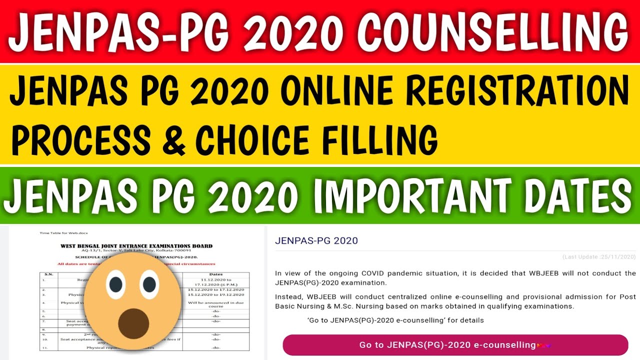 JENPAS PG 2020 COUNSELLING | jenpas pg 2020 | jenpas pg 2020 online registration | wb msc nursing