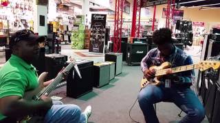 Ellis Gamble and Ricky Ashford Trading Bass Guitar Licks at Sam Ash Orlando Florida