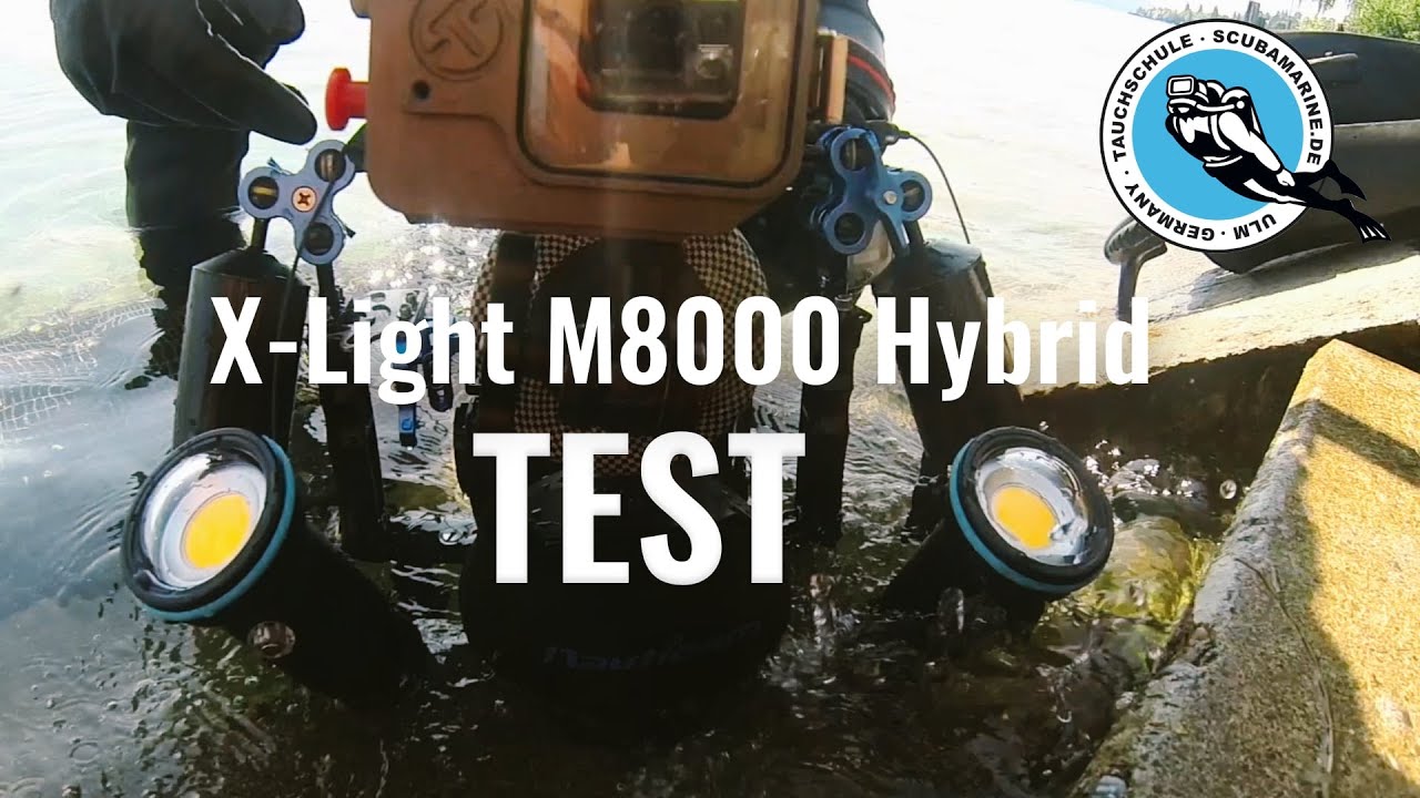 Test X-LIGHT M8000 Hybrid Videolampe beim Tauchen am Bodensee