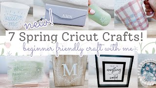 7 Spring Cricut crafts! 👒🪻 Beginner friendly Cricut craft with me | Dollar Tree Cricut crafts!