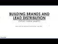 Webinar | Building Brands and Lead Distribution