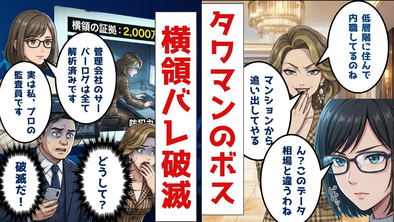 【スカッと】タワマンの女王気取りなボスママが、全住民の前で「横領」を暴かれた末路……プロの監査官を敵に回した代償