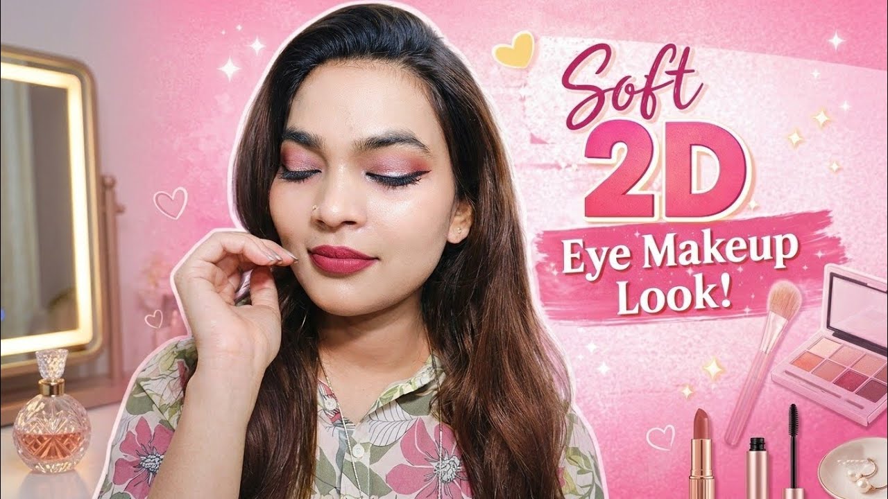 Soft 2D Eye Makeup for Beginners #gourirao 