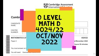 O Level Math D Paper 2 402422 Octnov 2022