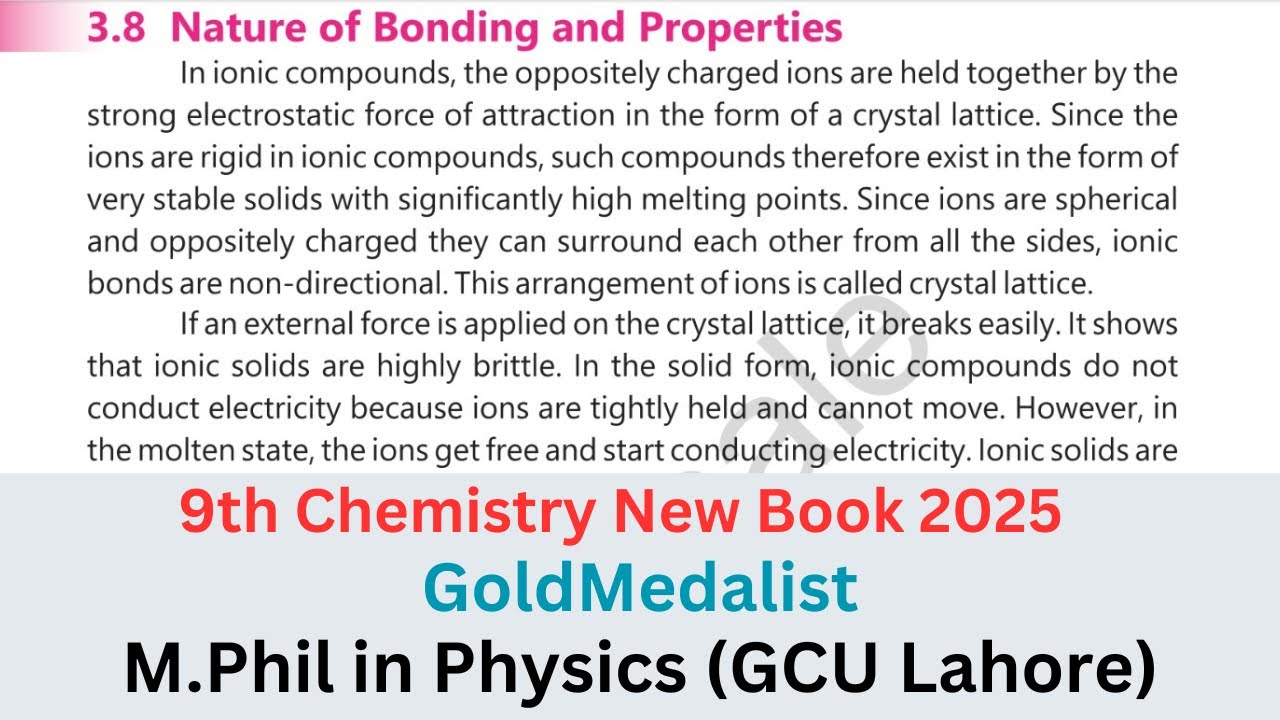 Nature of bonding and properties | chapter 3 | class 9 chemistry new book 2025 | RANA HASSAN ALI