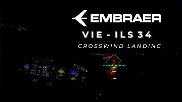 VIENNA | EMBRAER 195 CROSSWIND LANDING COCKPIT VIEW - GUSTY WINDS