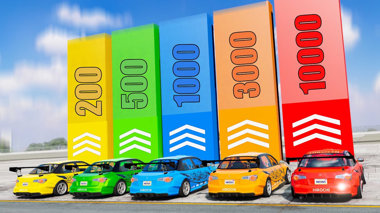Speed ​​Boost Car Platforms #5 (200, 500, 1000, 3000, 10000 km/h) - Beamng drive