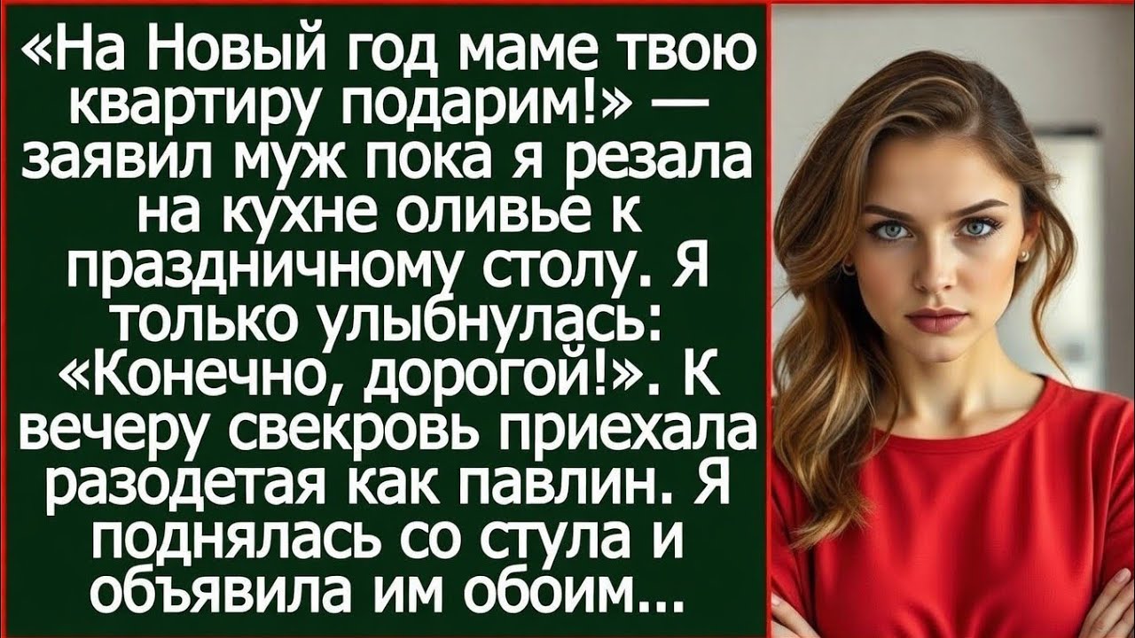 «На Новый год маме твою квартиру подарим!» — заявил муж пока я резала на кухне оливье.