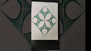 Geometric String Art: Green Diamond Pattern #art #drawing #drawing #easydrawing #shorts