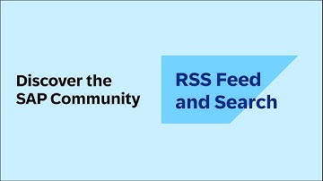 RSS Feed and Search | Discover the SAP Community