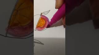 we paint an orange. 🍊 pink orange. coloring page ideas #coloring #paint  🍊