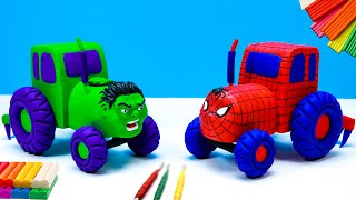 DIY Amazing Mini tractor mixed Spider man, Hulk with clay 🧟 Polymer Clay Tutorial