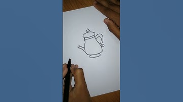 Easy drawing tea pot and cup#shorts
