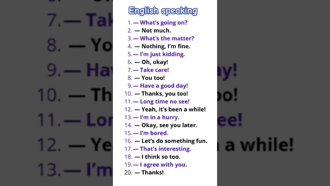 English speaking practice 