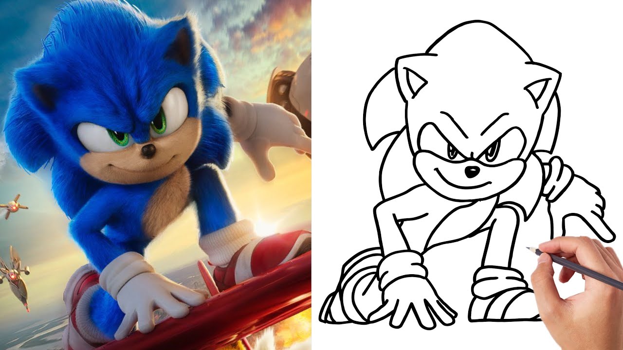 COMO DESENHAR O SONIC 2 DO FILME SONIC HEDGEHOG 2  how to draw sonic 2  from sonic hedgehog 2 movie 