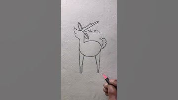 Simple deer drawing with number 5