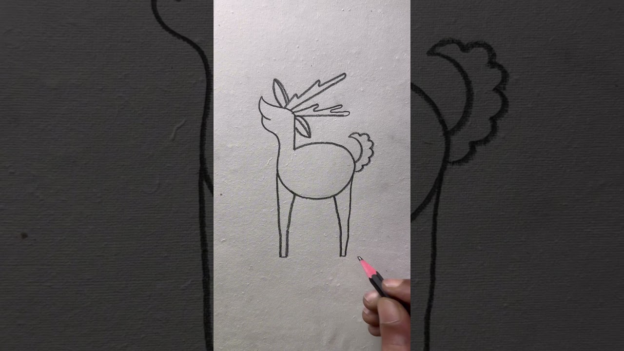 Simple deer drawing with number 5