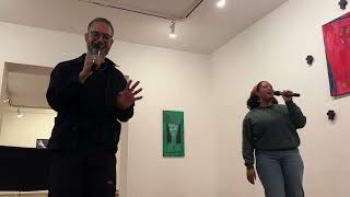 Leo Coltrane (#4) performing at Kenkelba Gallery, 4 Haitian Women artists (tequila minsky)