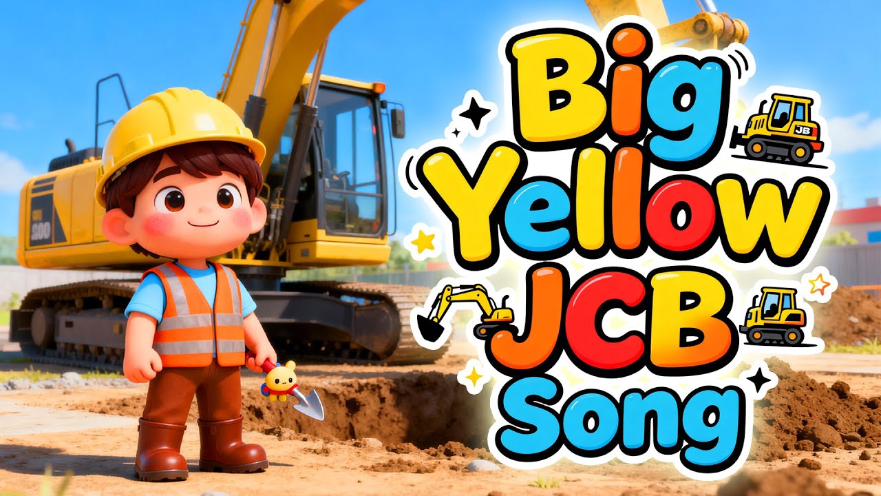 Big Yellow JCB Song! | Construction Vehicle Cartoon & Nursery Rhyme for Kids