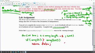 DS U3 L2 Part 3 Selection Sort Lab