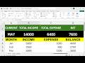 Income Expense Monthly Report in Excel 😱 Auto Dashboard (No VBA)