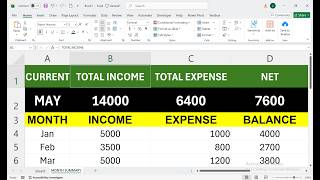 Income Expense Monthly Report in Excel 😱 Auto Dashboard (No VBA)