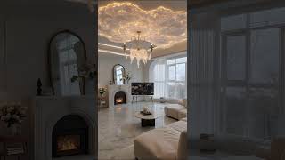 Soft lighting, marble details, and a dreamy ceiling make this home feel unreal ☁️✨#home #interior