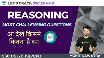 Most Challenging Questions on Reasoning | SSC CGL/CHSL/CPO | SSC Exams 2020/2021/2022