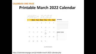 Printable March 2022 Calendar