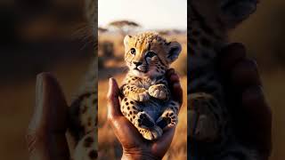Adorable Baby Cheetah Cub Snuggles in Hand | Heartwarming Close-Up in Golden Savannah screenshot 5