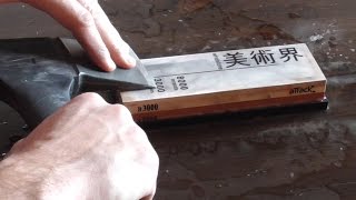 How To Sharpen an Axe or Hatchet or Cleaver on a Sharpening Stone (or Whetstone) to a Razor Edge!