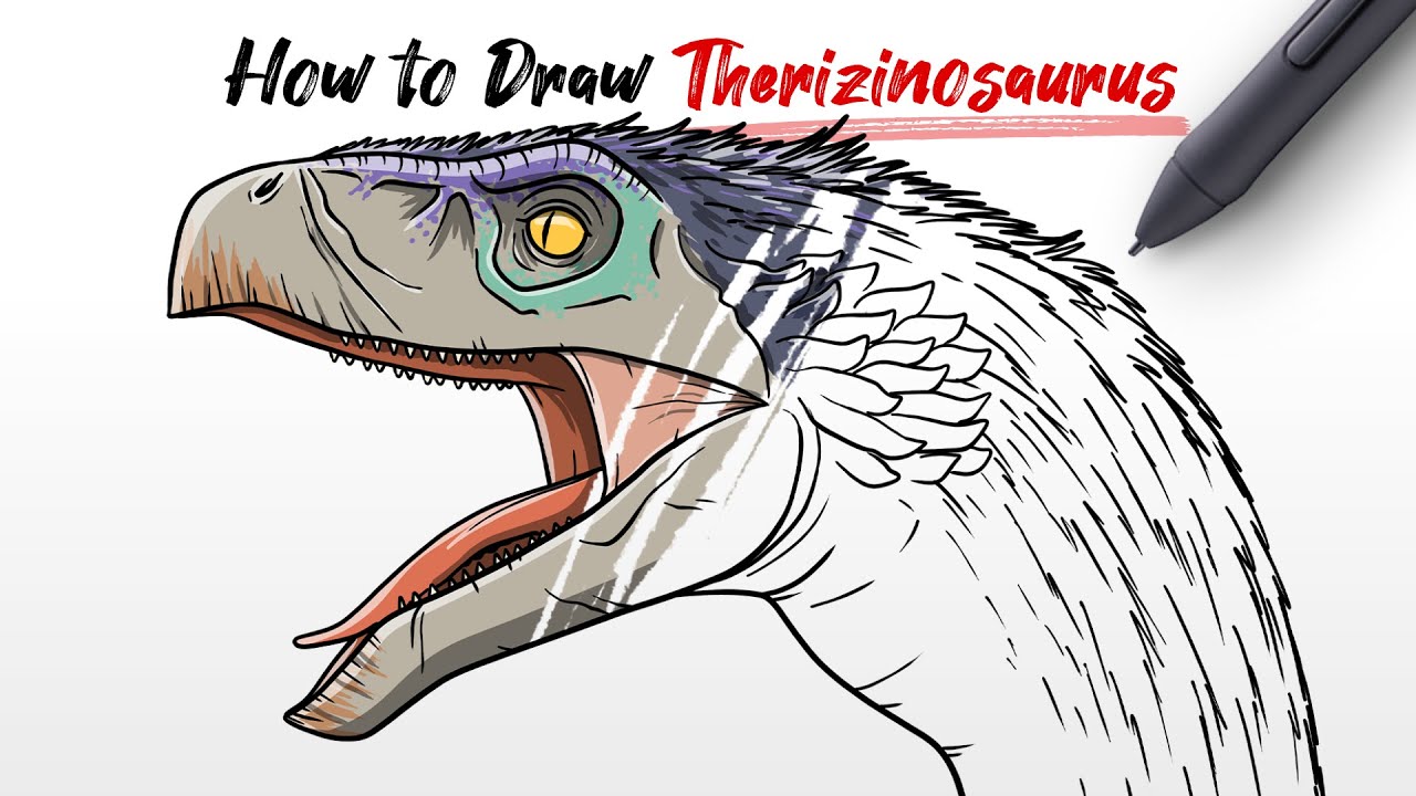 How to Draw Therizinosaurus Head dinosaur from Jurassic World Dominion
