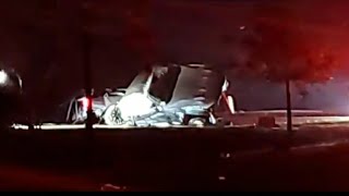 CAR SPLITS IN HALF FROM HIGH SPEED COLLISION